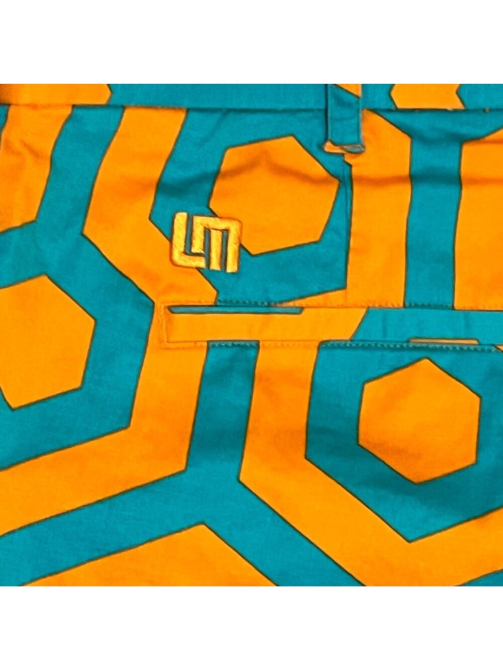 Loudmouth Golf South Beach Patterned Pants 42x34 Orange Teal Hexagon Design Mens - Picture 5 of 7